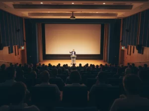 Akademik konferans salonunda dinleyiciler